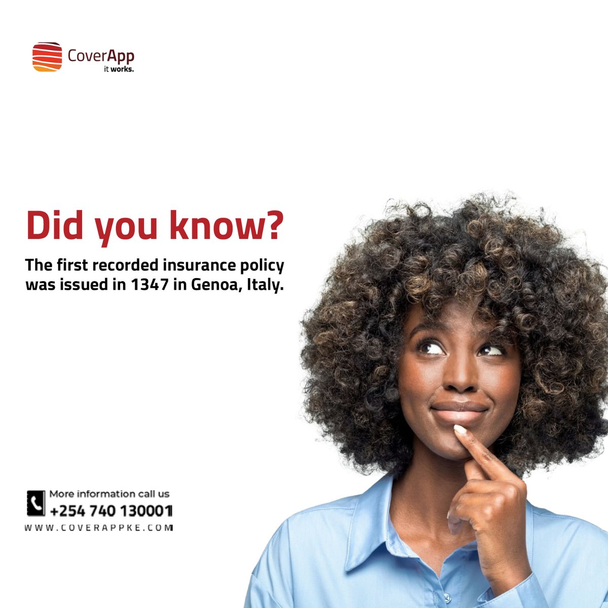 CoverAppKE's tweet photo. #itworks #CoverApp #didyouknow #insurancefunfacts #insuranceforyou #funfacts https://t.co/b2d6yP8Eb3
