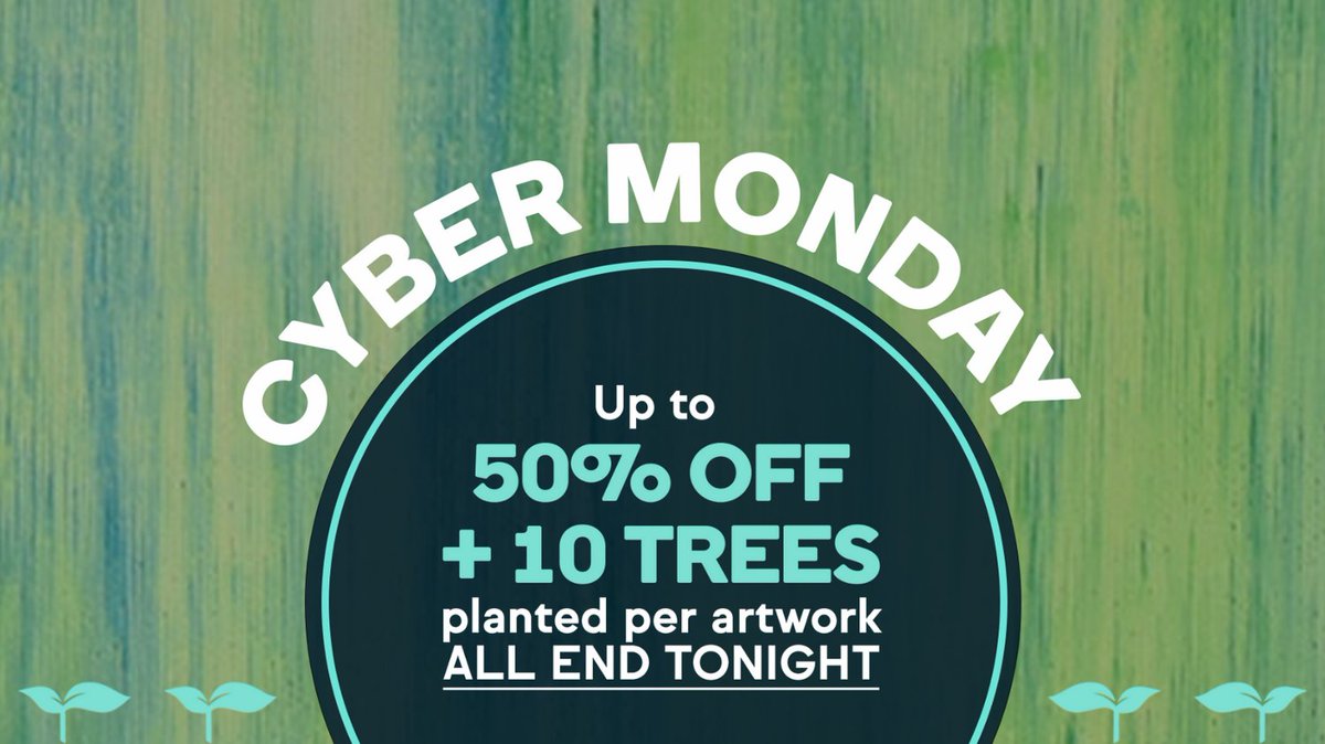 It's your last day to get up to 50% off artist sales, plus up to 20% off full-priced art! And, for an extra splash of green, we'll plant 10 trees per artwork sold before midnight tonight. Go, go, go! bit.ly/47Mk5QF