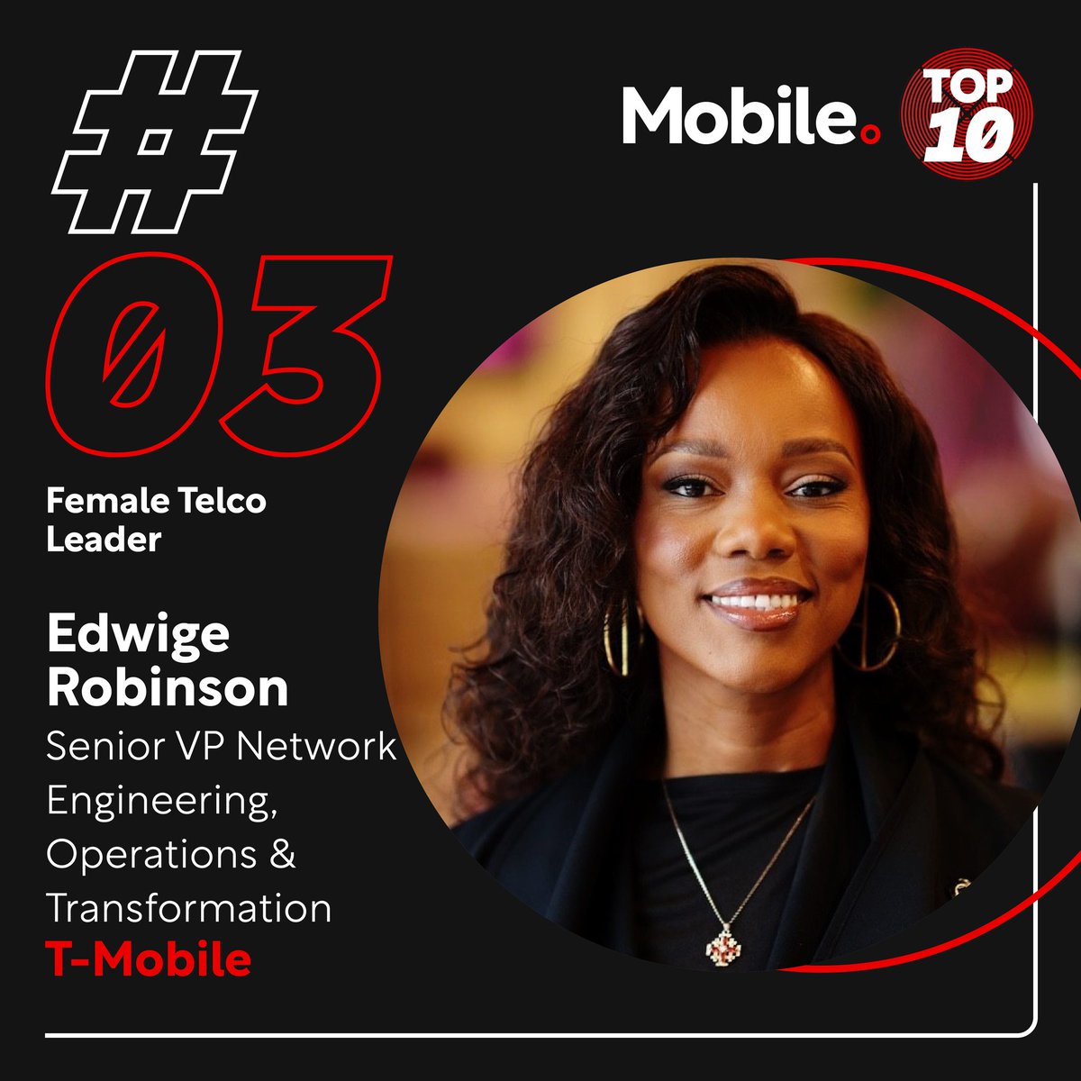 Congratulations to Edwige Robinson, @TMobile US's SVP of Network Engineering and Operations, on her place within the Top 10 Female Telco Leaders list! Discover the Top 10 Female Telco Leaders here ➡️ bit.ly/47rdxY2 #Telcos #FemaleLeaders #STEM