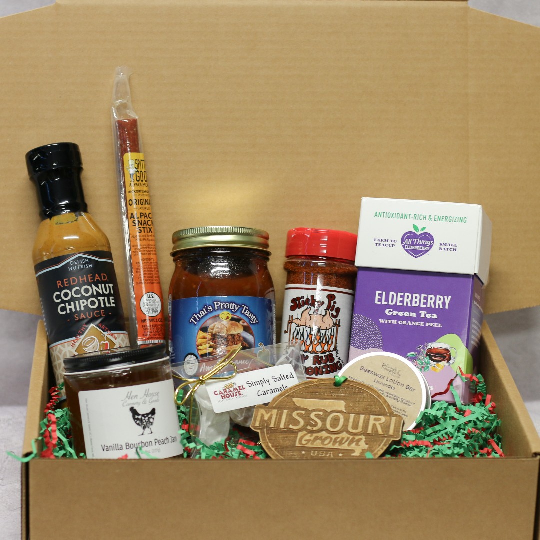 MoAgriculture's tweet photo. Buy local this Cyber Monday! The #MoGrown Holiday Gift Box features nine unique products from Missouri small businesses.
Send a Holiday Box to friends and family out of state to give them a taste of home, or treat yourself to this sampling of products!
https://t.co/ExPbWWj16v https://t.co/wR8yBJs32V