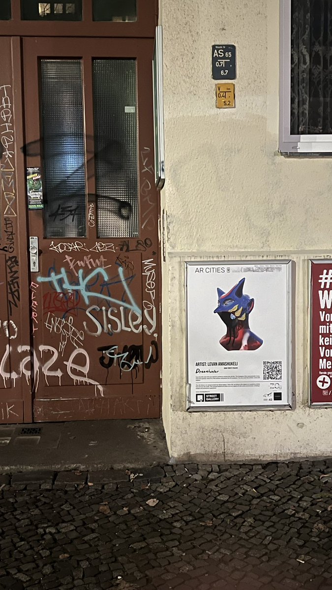 DreamhunterNFT's tweet photo. Thrilled to collaborate with @StreetGallery for AR Cities in Berlin! ๐๏ธโจ Scan the posters to witness my digital sculpture come to life. Join the magic! ๐ #ARCities #DigitalArt #LevanAmashukeli https://t.co/iGt5y21YSE