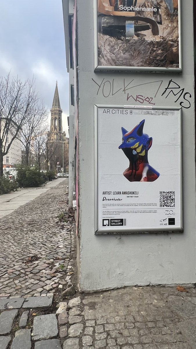 DreamhunterNFT's tweet photo. Thrilled to collaborate with @StreetGallery for AR Cities in Berlin! ๐๏ธโจ Scan the posters to witness my digital sculpture come to life. Join the magic! ๐ #ARCities #DigitalArt #LevanAmashukeli https://t.co/iGt5y21YSE