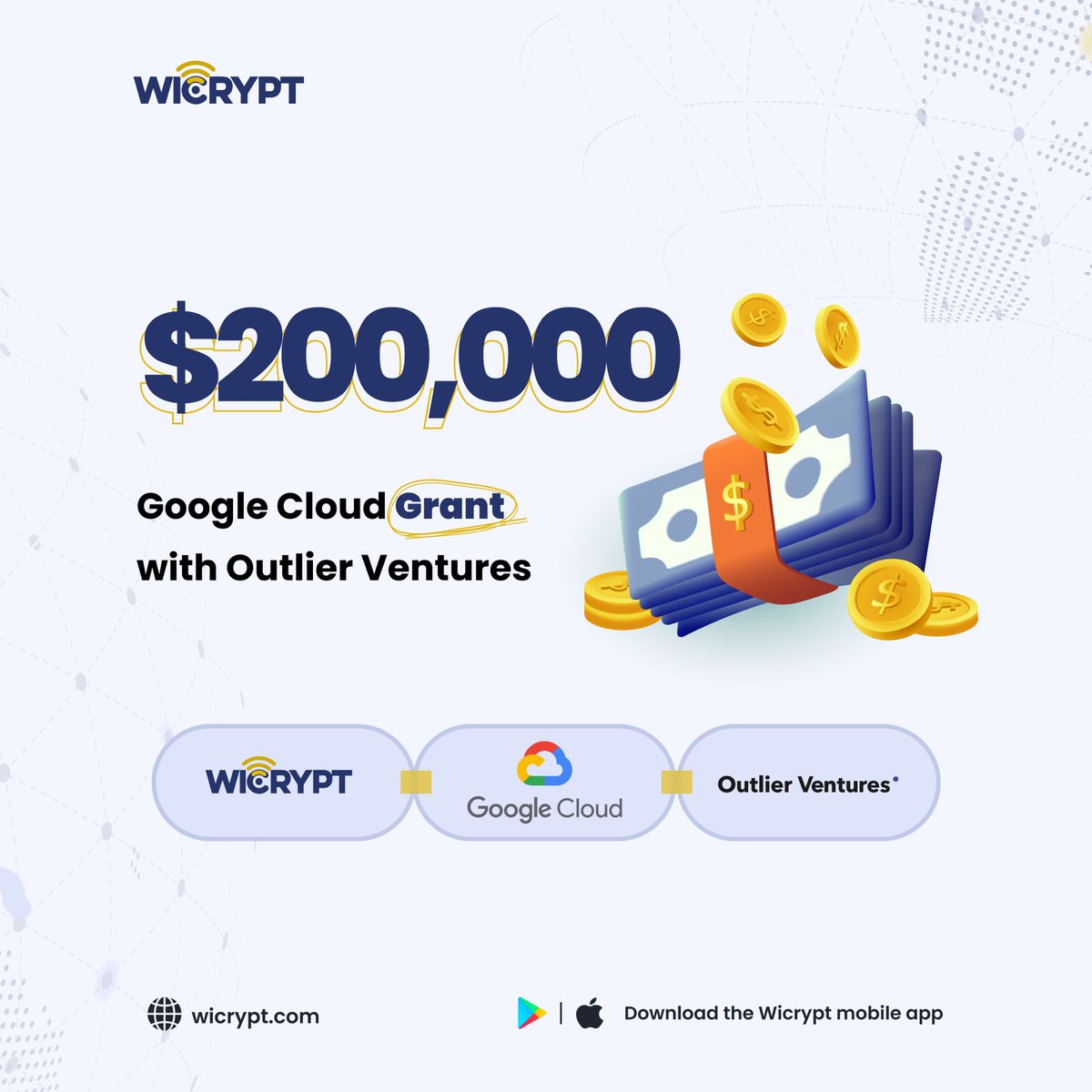 wicrypt's tweet photo. We just got $200,000 credit from @googlecloud. 💪🏾

Wicrypt is proud and happy to be a part of the Google Cloud Grant Program. We would like to thank Google for believing in us and we would also like to thank Outlier Ventures @OVioHQ for facilitating this opportunity.

This credit will go a long way to helping us expand on more real world use cases for out product. 🚀