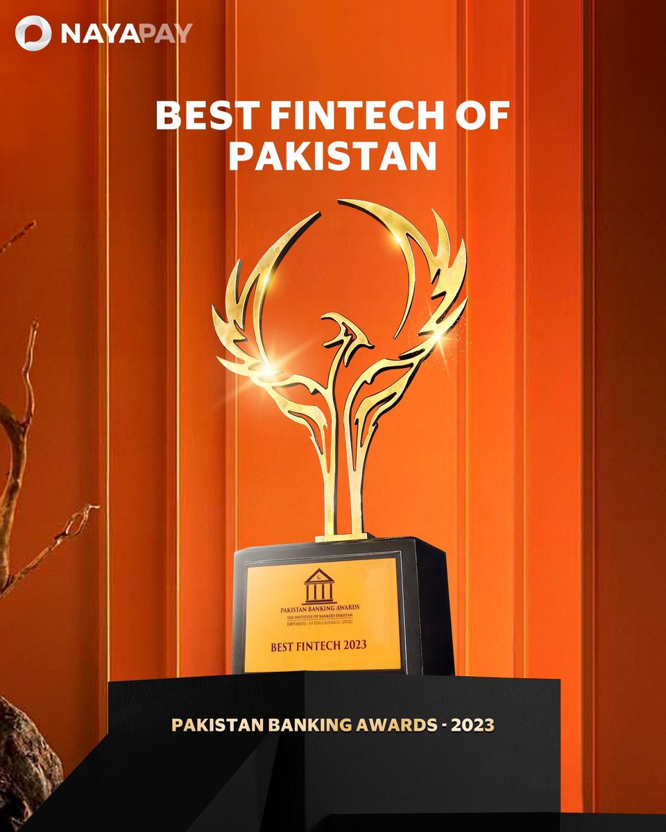 nayapaypk's tweet photo. 🥇 Just in: We’ve hit a home run!

Thrilled to share that NayaPay has bagged the ‘Best Fintech’ award at the Pakistan Banking Awards 2023 🏆

A massive shoutout to our users, our Tribe - the driving force behind our success. Without you, we wouldn’t be where we are today. We are more determined than ever to empower underserved consumers and SMBs with more accessible, low-cost and intuitive financial services.

This one’s for you, Tribe! Here’s to many more 🧡

#NayaPay #PakistanBankingAward #Fintech #PaisaChalayPhoneSe