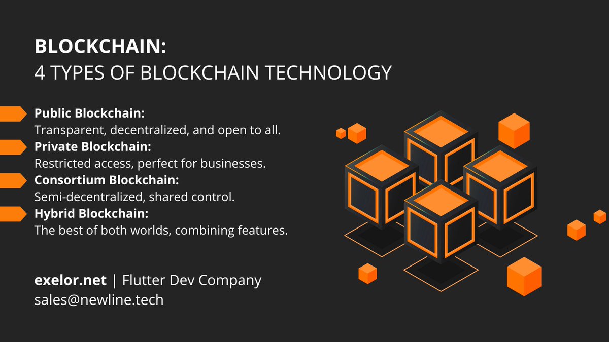 exelordev's tweet photo. #Blockchain: 4 types of blockchain technology.
Here are 4 types of blockchain tech you should know π
#blockchaintechnology #Innovation #TechExploration #BlockchainTypes https://t.co/eUJr6iLozG