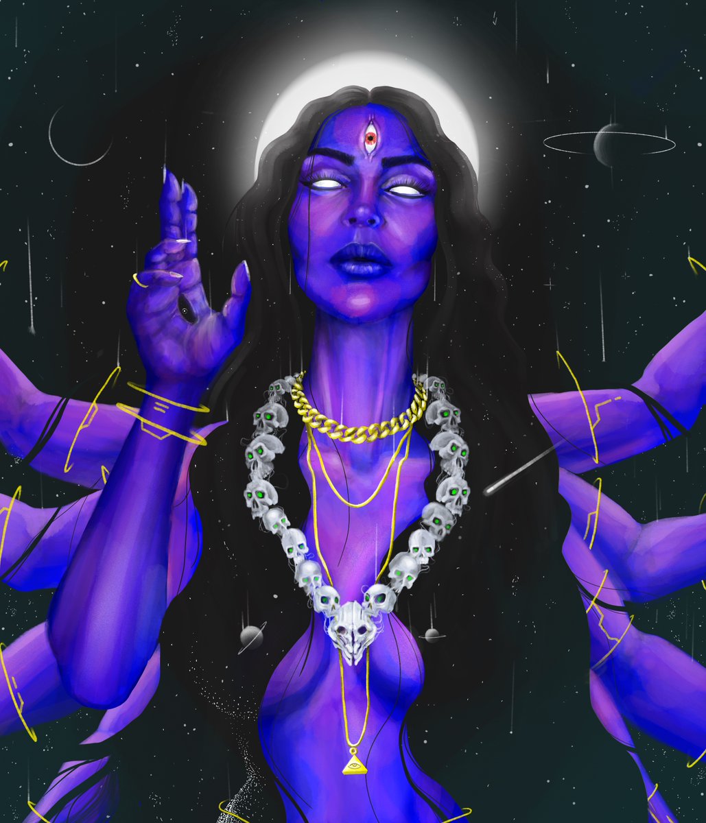 jishnuvwxyz's tweet photo. gm ❤️‍🔥

'Kali' n. defined as time, the changing aspect of nature that can bring things to life and death.

Digital painting. Procreate

circa 2020

"Time is the river from which I am born, Time is the river which carries me along. But I am the river"

More versions coming soon 🌀 https://t.co/h7C9caANIQ