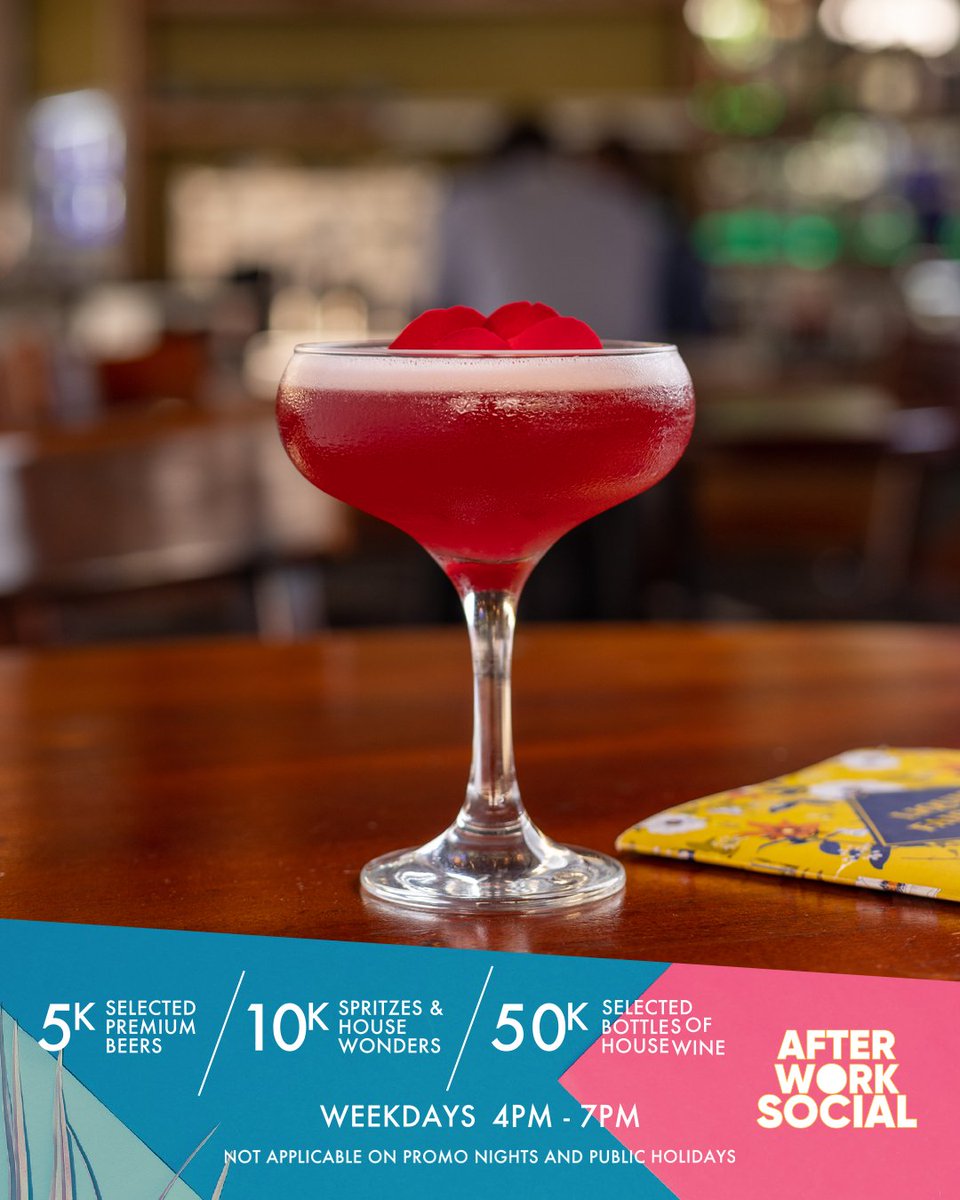 thealchemistkla's tweet photo. If you’re looking to cool off, we’ve got a refreshing after work drinks offer just for you.🍸🍻 #AfterWorkSocial #Drinks #HappyHour

- Selected Draught Beers - 5K
- Spritzes &amp; House Wonders - 10k
- Selected Bottles of House Wine - 50k. https://t.co/1fUKjFzQf9