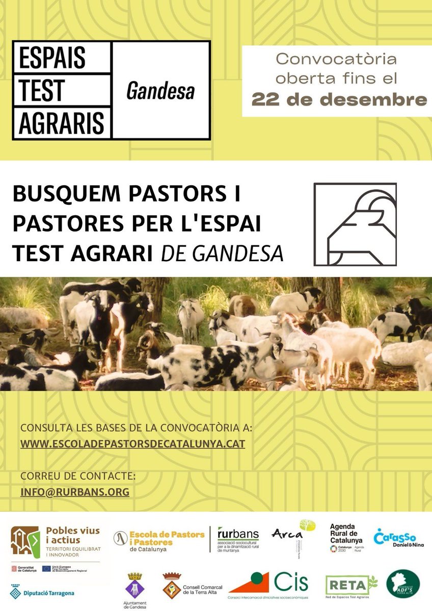 carlesluz's tweet photo. Avui donem el tret de sortida a l espai test agrari de #Gandesa, busquem pastores i pastors.
@arcaruralcat @ajgandesa 
@ccterraalta 
@adfcat 
@terraalta
@CabresPeyu 
@MeteoMauri 
@landscape_sl 
#futur
#sostenibilitat
#gestioforestal https://t.co/LsRYJ59eTn