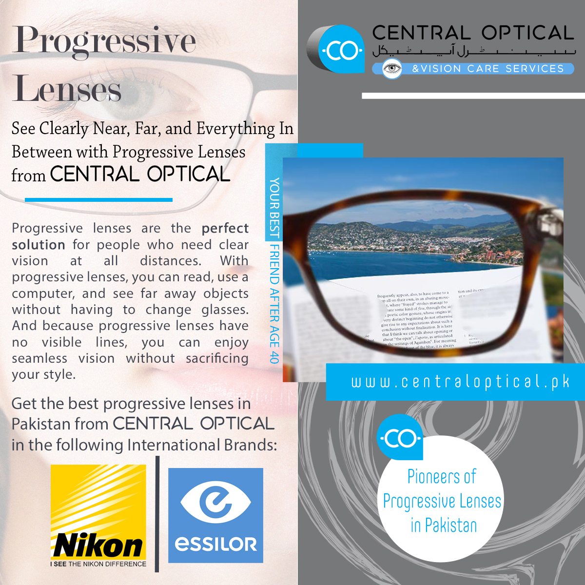 Central_Optic's tweet photo. Say goodbye to blurred vision and hello to seamless clarity at all distances with Progressive Lenses from Central Optical. Our advanced lenses provide effortless vision for near, intermediate, and far distances, so you can enjoy every moment without straining your eyes. https://t.co/2poD67Q9rs