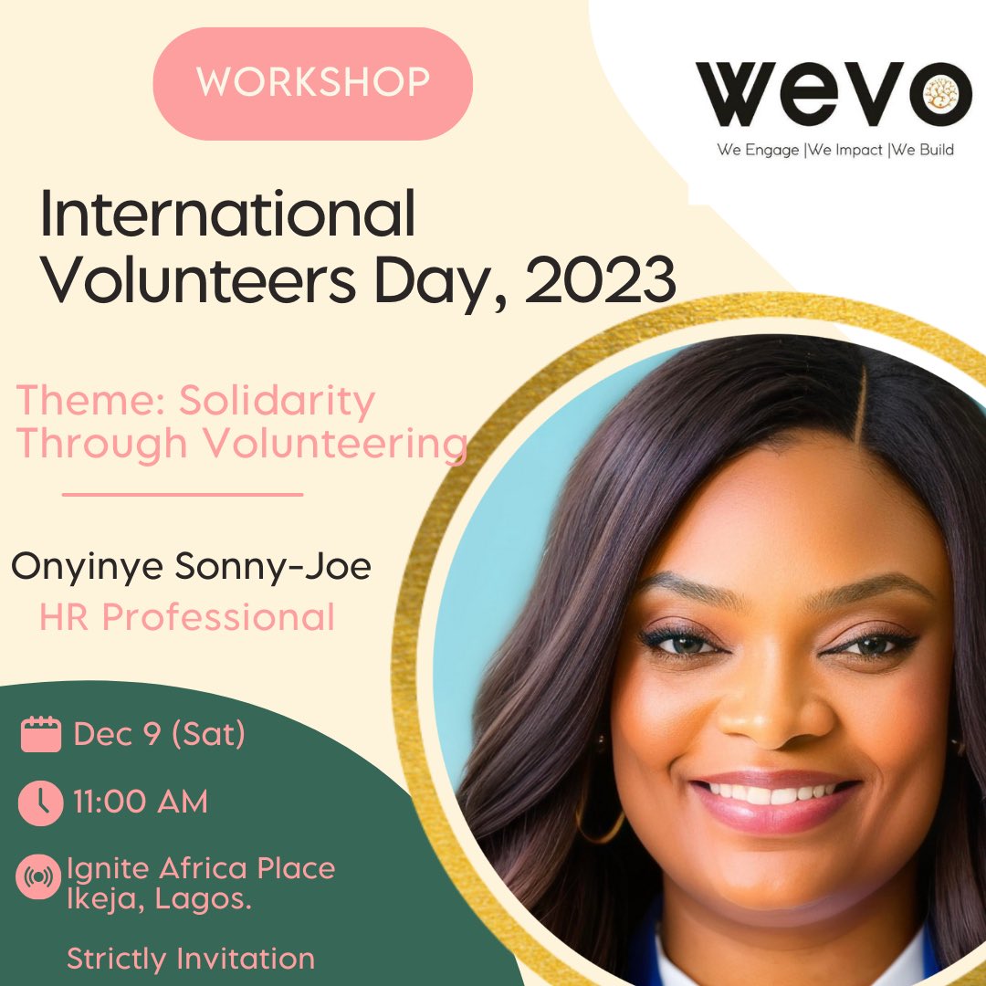 WEVO @WeVo_5 will be hosting the 3rd edition of International Volunteers Day, 2023. This year it will be a workshop. Kindly read full post on LinkedIn linkedin.com/posts/ayuba-da… #internationalvolunteerday #SDGs #sdg8 @SwedeninNigeria @SDG2030