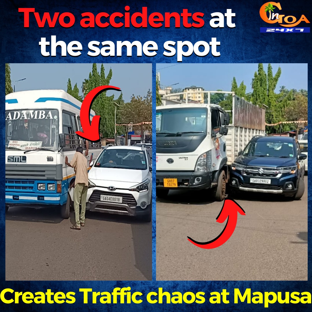InGoa24x7's tweet photo. #MustWatch- Traffic chaos after two different accidents at the same spot at Mapusa
WATCH : https://t.co/fkATjFV0DO
#Goa #GoaNews #Accident #TraffiJam #Mapusa #TrafficSignal https://t.co/Rv0hnbVbsL