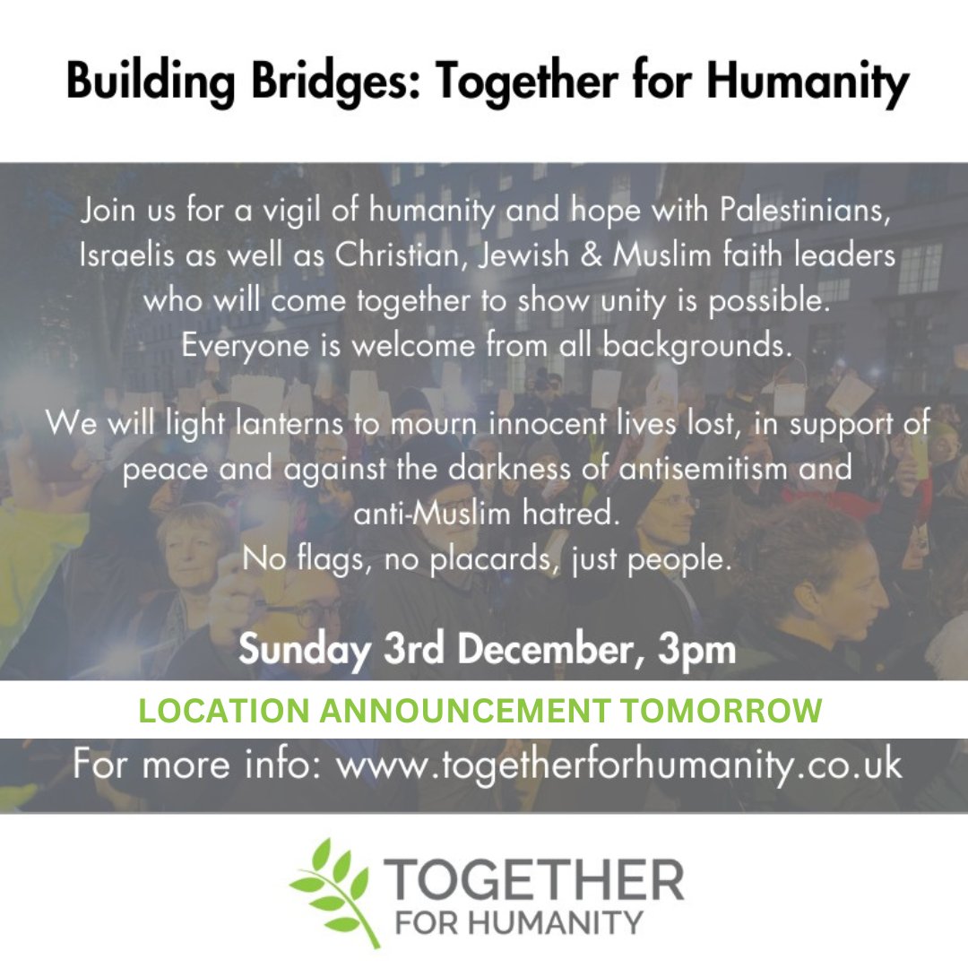 Tomorrow, we unveil the location for the #Together4Humanity vigil. 

Keep a close eye on our updates, and let's join together in spreading the word.