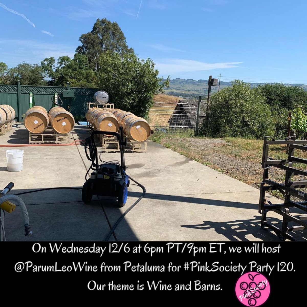 Room for ONE barn pic. DM yours today. On Wednesday 12/6 at 6pm PT/9pm ET, we will host @ParumLeoWine from Petaluma for #PinkSociety Party 120. Our theme is Wine and Barns. @boozychef @JAndrewFlorezII @DeniseMcKahn @simplysallyh @JRyan832 @hoochhhhh