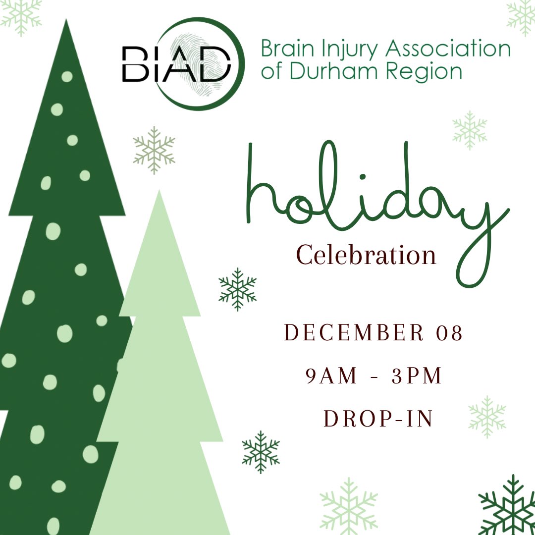 BrainInjuryBIAD's tweet photo. ❄️☃️ Drop-In next week for our Holiday Celebration! ❄️☃️  Friday December 8th 9am -3pm. 850 King Street West, Unit 24 Oshawa https://t.co/HmZyu1UBDQ