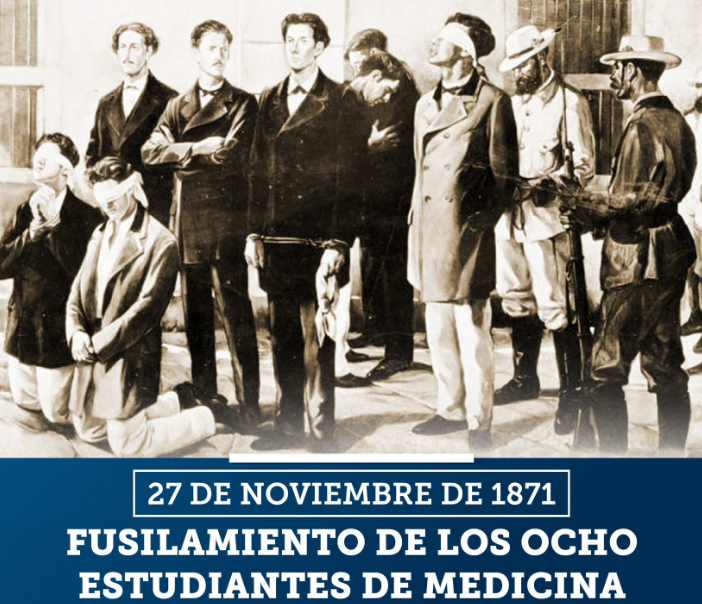 ⚠️Rien ne renforce plus le sentiment anticolonial que des actions criminelles contre des innocents⚠️ Cuba le sait bien! Alors que l'armée de #Mambi🇨🇺 gagnait sur le champ de bataille, l'impuissance du joug tuait lâchement 8 étudiants en médecine, un jour comme aujourd'hui-1871.