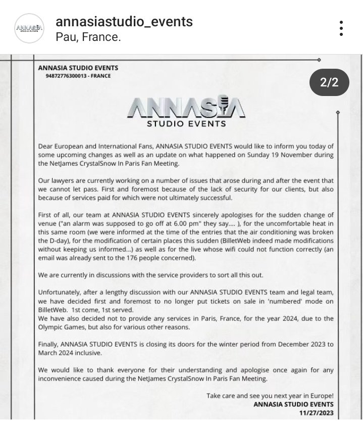 _Carohuy's tweet photo. For international fans #NetJames WHAT HAPPENED WASN'T ORGANIZER FAULT TRUST ME #netjames1stFminParis
#NetjamesCrystalSnow https://t.co/jDo8SkFITt