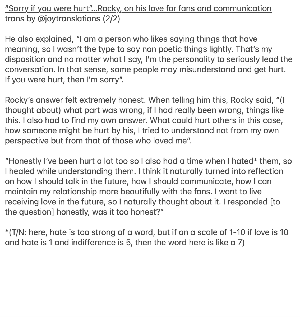 joytranslations's tweet photo. Rocky, on his love for fans and communication (Rocky addresses the previous situation with him and the paid communication platform)

🔗https://t.co/zewKyVZ3nR https://t.co/cHi9gHUelV