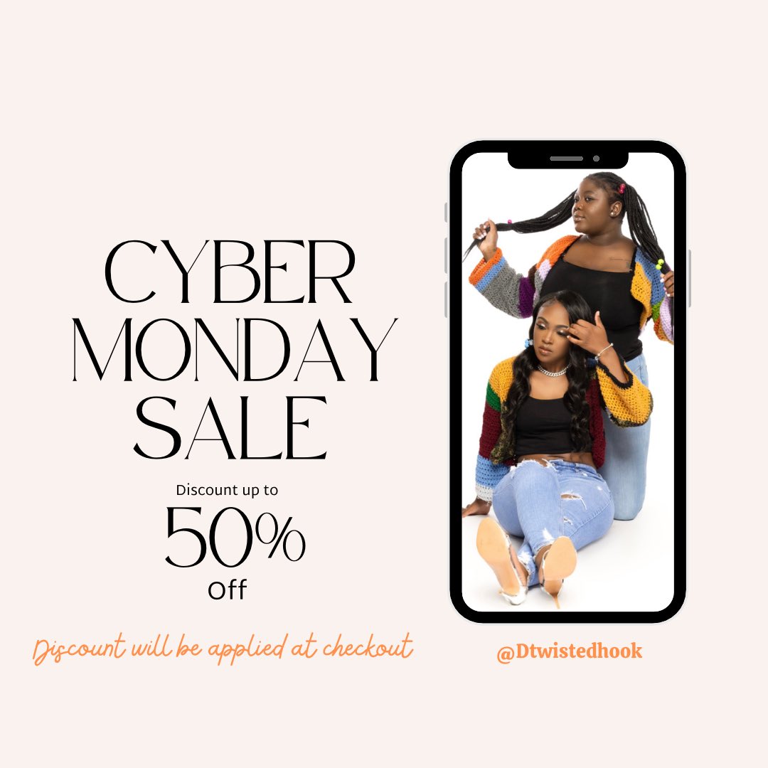 Im__Mheee's tweet photo. Shop Cyber Monday deals on #dtwistedhook ….
Gift someone on your list a special handmade gift today.
Everything is 50% off , discount will be applied at checkout!
#cybermondaysale #sale #mondaysale #crochetpieces #shoptodayladies #handmadeitemsforsale #shopshopshop🛍️ https://t.co/EdIBtzqMv4