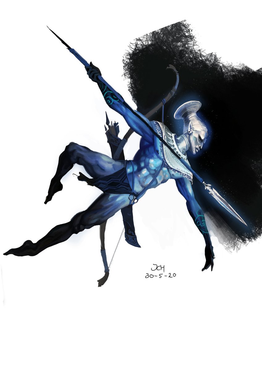 JoelCHoltzman's tweet image. Painting I made from almost 4 years old already! I made this as a commission for a 5E D&amp;amp;D supplement, a faerie inspired by Zulu Mythology.
Hope you like it!
Best,
JCH