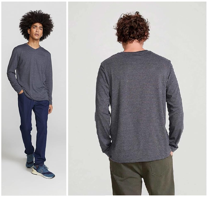 Camiseta Básica Masculina Manga Longa Decote V World