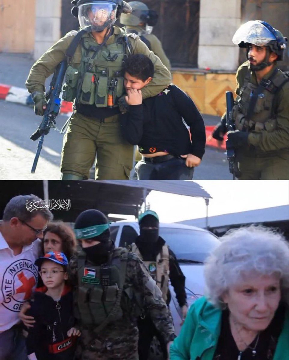 SharminShormi12's tweet photo. 🚨🇵🇸 How Israel treats children vs how Hamas treats children. https://t.co/mYX3KhRuIj