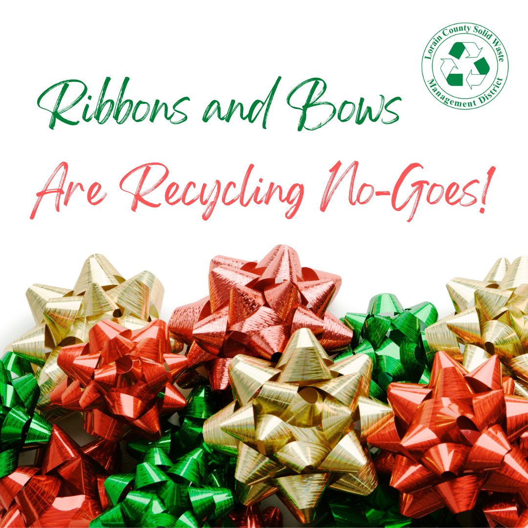LorainRecycles's tweet image. Remember: Do not include Ribbon, Bows, Tinsel, or Sparkly/Shiny Wrapping Paper in your curbside recycling bin. These items cannot be recycled, and should be placed in your regular garbage. #KnowWhatToThrow