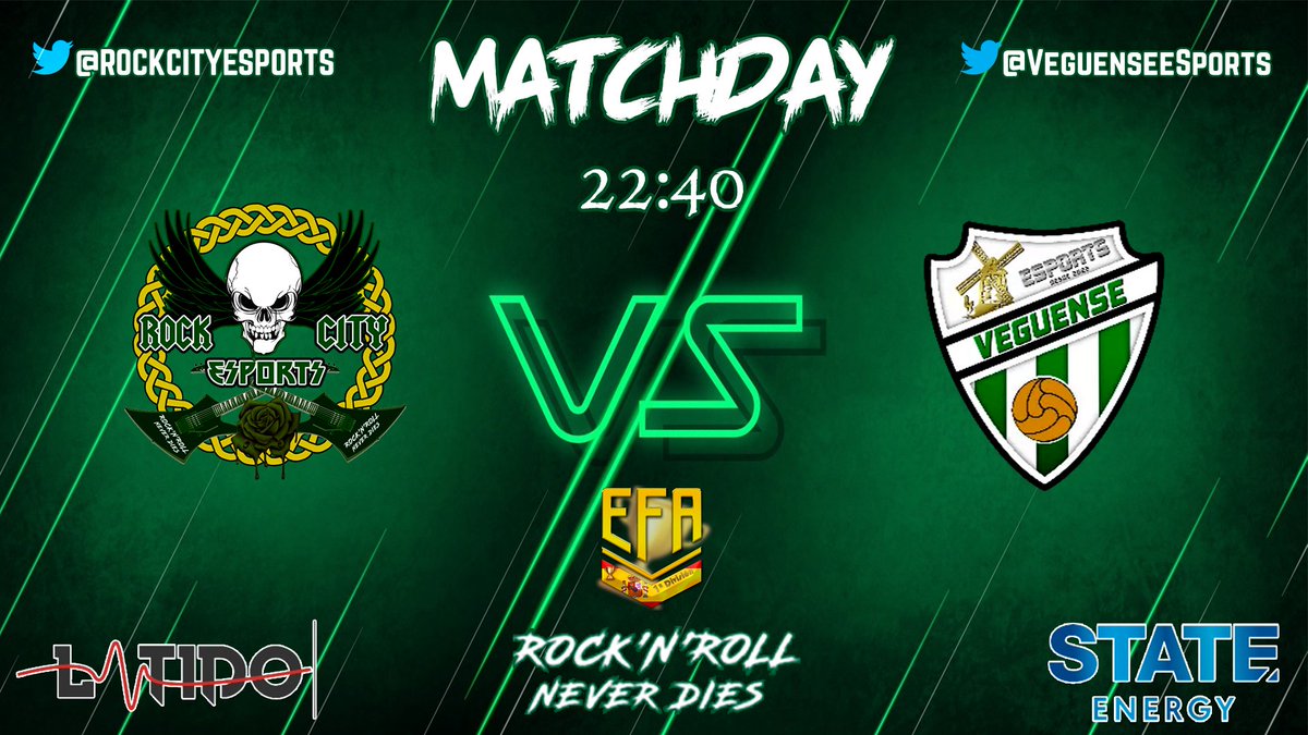 RockCityEsports's tweet photo. 🔥MATCHDAY🔥

¡Hola rocker@! Vamos con una nueva semana de partidos ¡Rock n' Roll Never Dies!

🏆|@EFAesportsSpain 
🕚|22:40
🆚|@VeguenseeSports 

🏆|@VFOspain 
🕚|23:00
🆚|@Rawpowersports 

🏆|@VPG_Spain 
🕚|23:20
🆚|@AmaruEsports 

@latidoshop @statedrinks @ComunidadClubes https://t.co/As5ZgqVWBV