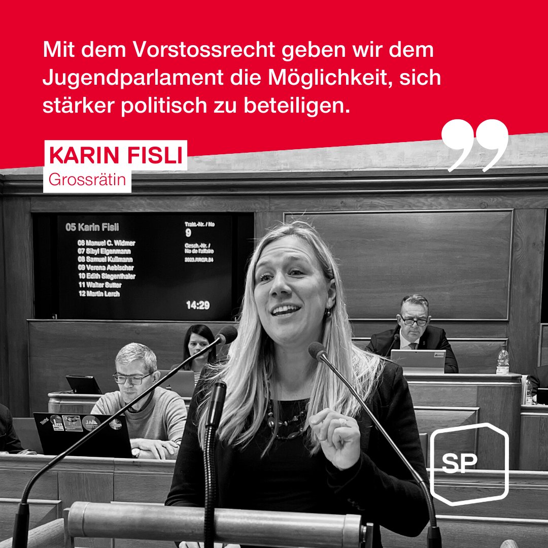 SPBE (@spkantonbern) on Twitter photo Für die Stärkung der #Demokratie: «Mit dem #Vorstossrecht geben wir dem #Jugendparlament die Möglichkeit, sich stärker politisch zu beteiligen.»
<a href="/FisliKarin/">Karin Fisli</a>, Grossrätin
#GRBE <a href="/JupaKtBE/">Jugendparlament Kanton Bern</a> Für die Stärkung der #Demokratie: «Mit dem #Vorstossrecht geben wir dem #Jugendparlament die Möglichkeit, sich stärker politisch zu beteiligen.»
<a href="/FisliKarin/">Karin Fisli</a>, Grossrätin
#GRBE <a href="/JupaKtBE/">Jugendparlament Kanton Bern</a>