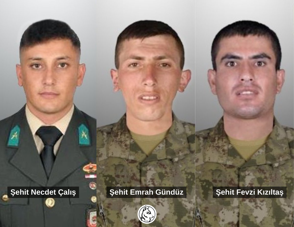 3 Vatan evladı Şehit oldu. 

3 Can, evlat, ana, ocak, kardeş, baba ne derseniz deyin... 

3 Yiğit! 

Türk milletinin başı sağ olsun.