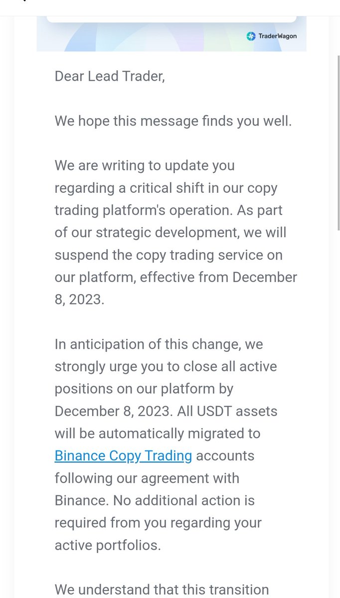 Trade4BB's tweet photo. #TraderWagon @traderwagon 要停止运营了,所有的带单者和跟单者要转到 #Binance 自己的 #copytrading了。 @binance @BinanceEvavvvva @BinanceLabs @Binance_Turkish @cz_binance @binancezh @heyibinance @yingbnb https://t.co/jXbXgxJ6Ko