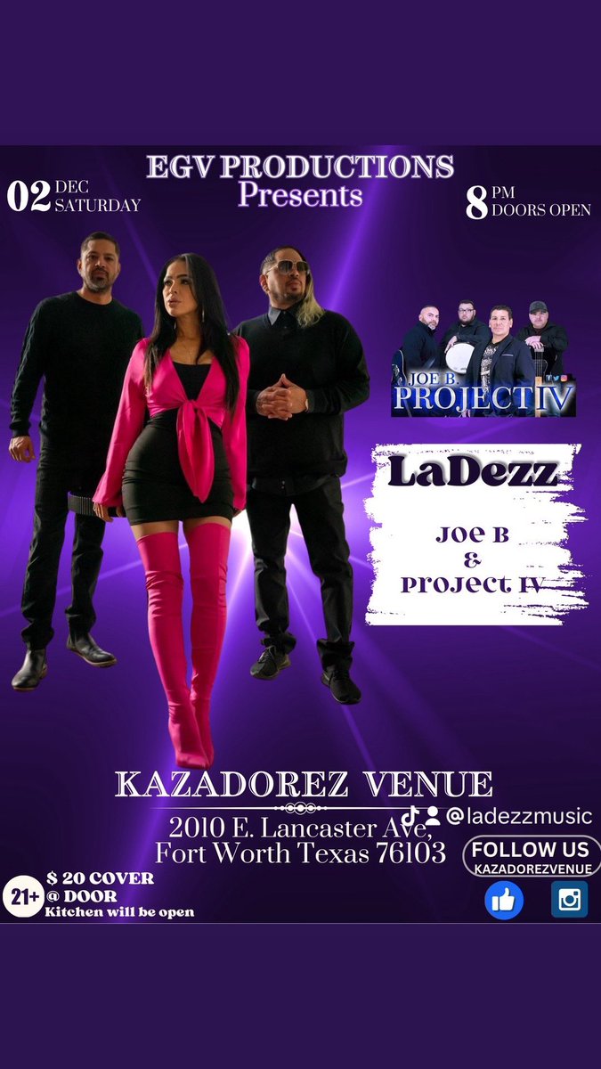 We’ll see y’all this Saturday Ft.Worth Tx. December 2nd. Kazadores.