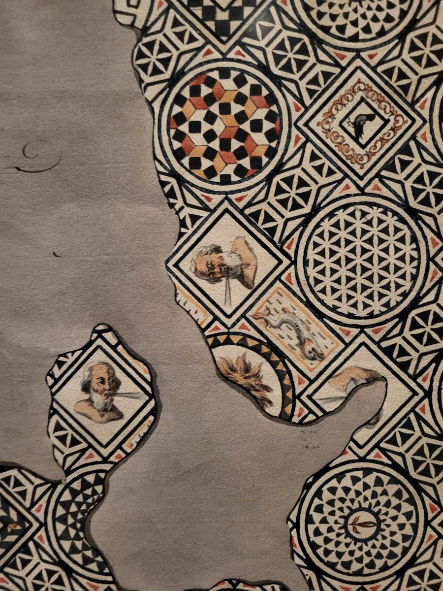 Ritterton's tweet photo. Close up detail of the colored print by #JosephEmanuelCurty of a #mosaic for #MosaicMonday from the #GoldenEmperor of #Aventicum exhibit at the #GettyVilla @GettyMuseum https://t.co/8gOSbusHB3