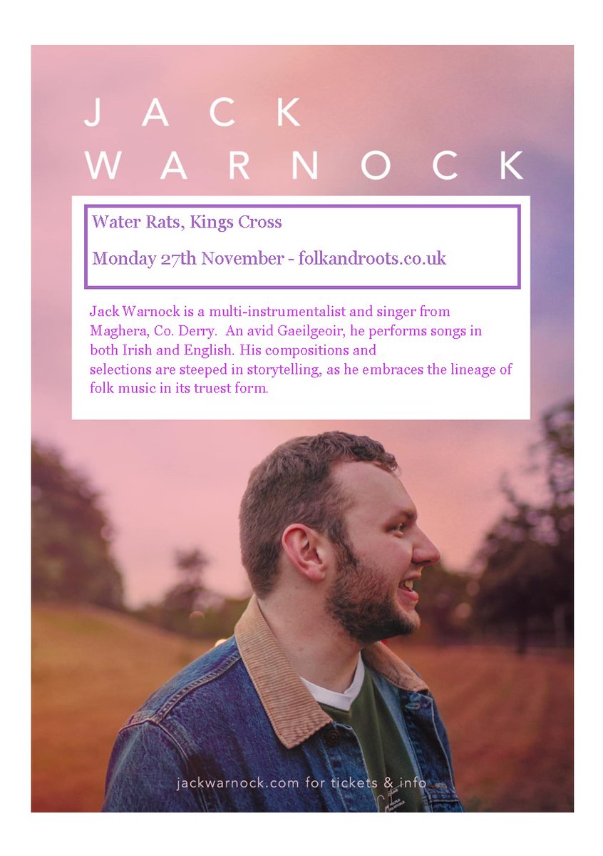 Tonight (Mon 27th Nov) Co. Derry multi-instrumentalist and singer Jack Warnock at The Water Rats #kingscross #London - tickets via folkandroots.co.uk #LondonMusic #livemusic #londongigs#londonlife #centrallondon #bloomsbury #thingstodoinlondon #londonmusicscene