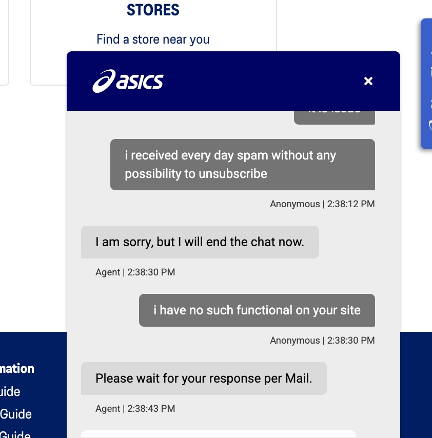 onebillione's tweet photo. @ASICSeurope How they speak with the customer!
I received theyr spam day after day. Newer subscribed. There is no mail client on my devices that show me the message Unsubscribe in the mail. There is no such possibility on their site: And now - this! https://t.co/Kghvb6iHHo