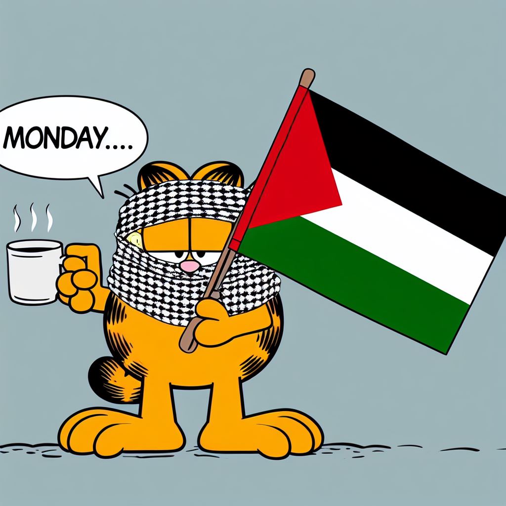 RealNancyReagan's tweet photo. garfield said free Palestine ❤️ https://t.co/wPuPrBOmYH