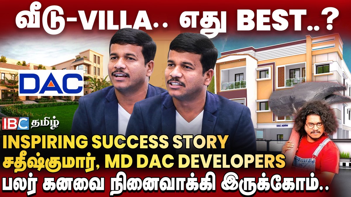 ibctamilmedia's tweet photo. தனி வீடா.. Apartment வாங்கலாமா..? - Success Story of Sathish Kumar - MD DAC Developers | IBC Tamil
Full Video Link : https://t.co/29NQJdfegQ
#dacdevelopers #odachipakalama #dacbuilders #bestdeveloper #ibctamil @dacdevelopers @dacdevelopers https://t.co/3saCaXlBIu