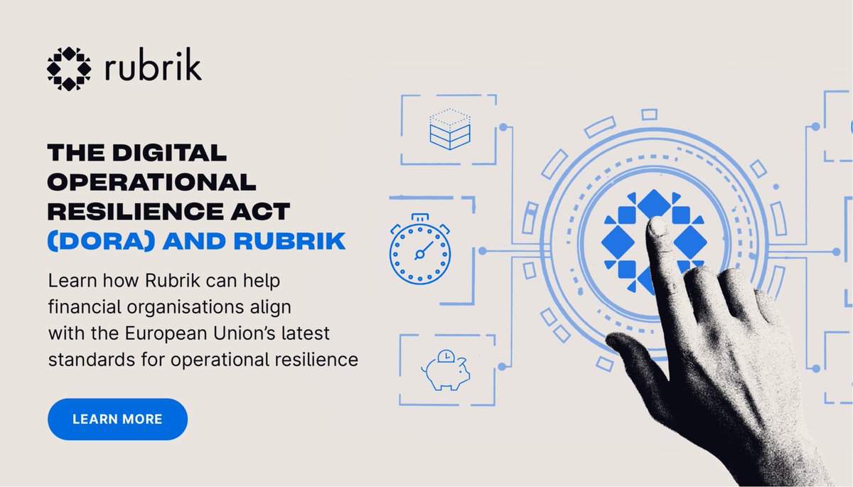 mskubski's tweet photo. The Digital Operational Resilience Act (DORA) is a EU regulation designed to accelerate cyber resilience capabilities among financial services institutions. Rubrik can help organisations align to the following 5 core pillars of DORA. 

Learn more: https://t.co/0lZudmnbD4 https://t.co/5qm928pS4V