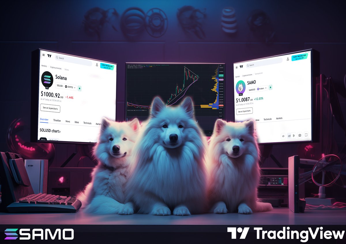 🚨 CYBER MONDAY GIVEAWAY! 🚨

We know how much you all LOVE trading, so we've teamed up with @TradingView to giveaway 3x PREMIUM PLANS (each worth $600!) 📈

RULES: 
• Like and RT ♥️
• Follow @Samoyedcoin &amp; @TradingView 
• Comment #OPOS + #OnlyPossibleOnSolana 
• Ends Nov. 30