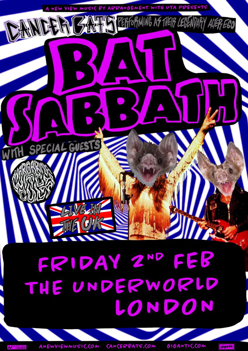 TheUnderworld's tweet photo. Support Added π₯ Canadian whiskey metal punk bastards @CancerBats show their raw admiration & love for @BlackSabbath with their infamous cover band #BatSabbath, live at @TheUnderworld plus @MargWitchCult, Fri 2 Feb.
ποΈ https://t.co/nmJ5ld9cqt
πΆ https://t.co/ZSB81DTLPW https://t.co/s8ZXjnG9Lu