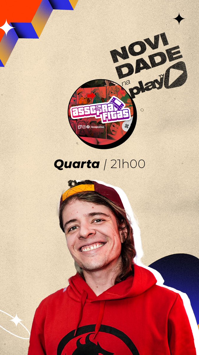 playtv's tweet photo. Semana cheia de novidades na tela da Play! 😃
Tem Cineplay, Cronosfera com Guto Barbosa (@foioguto) e Assopra Fitas (@assoprafitas) com Gusang! 📺
Como que tá a ansiedade por aí!? 😃
#playtv #assoprafitas #cronosfera #cineplay #issoéplaytv https://t.co/V0KdQXefys