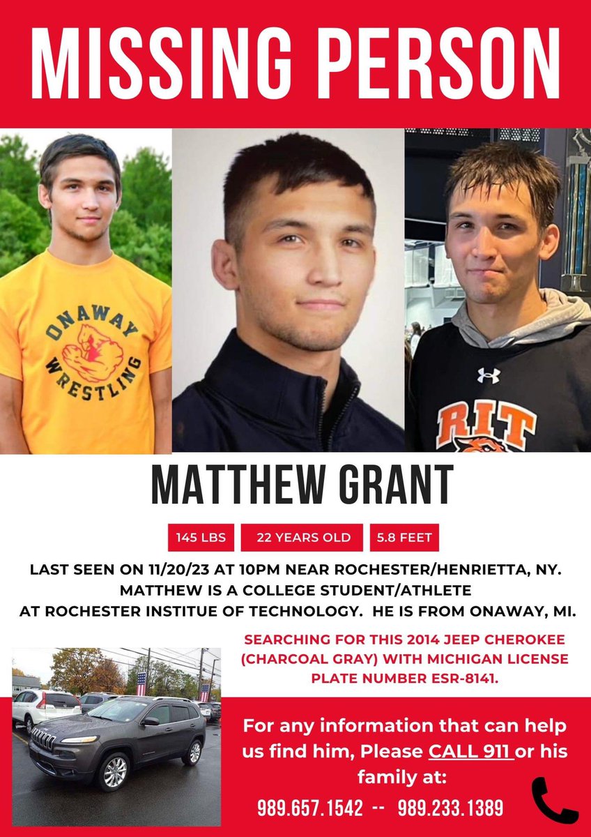 TimLeeTigs's tweet photo. Please share! Matthew Grant is from Michigan, going to college in NY and has been missing for a week. All contact info is on flier or dial 911 if seen. #missinginNY #MissingInAmerica @MrsDtweets13 @betsyboo116 @Ash_Flowers @DeliaDAmbra @KendallRaeOnYT @SarahETurney https://t.co/B7HDbBqszs