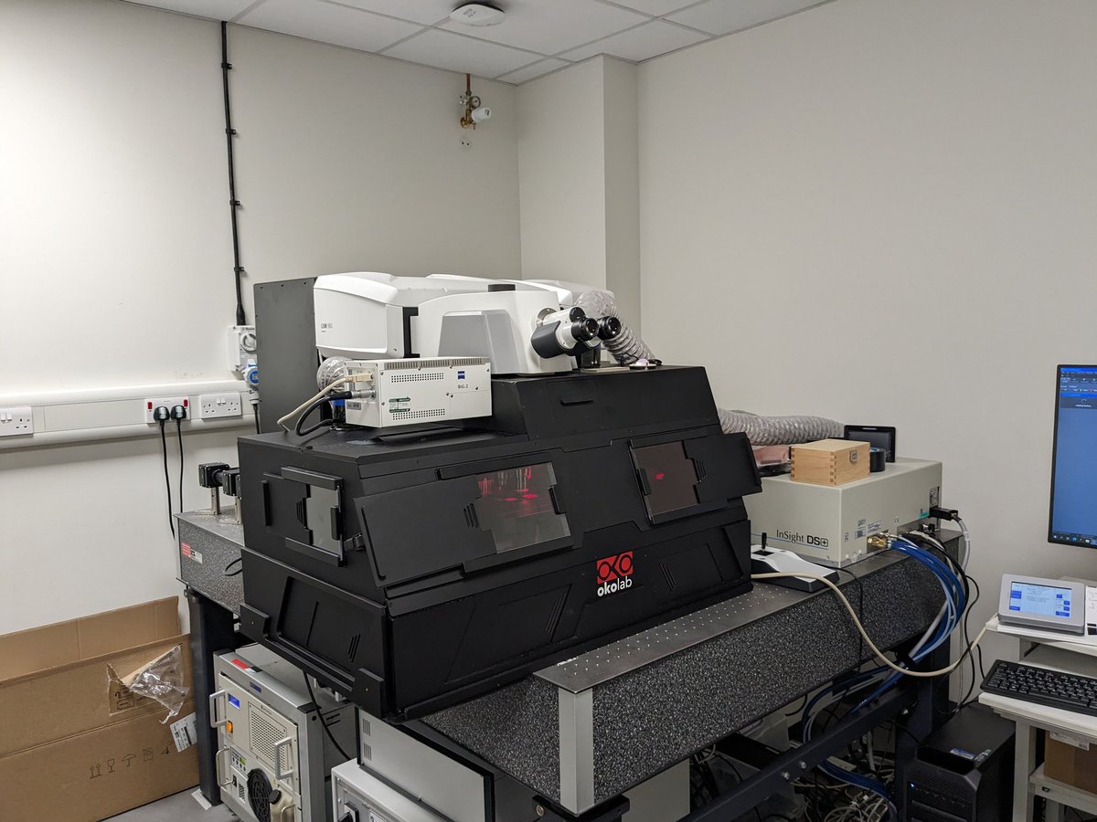 Thanks to <a href="/zeiss_micro/">ZEISS Microscopy</a> &amp; <a href="/Okolabgroup/">Okolab</a> &amp; <a href="/SpectraPhysics/">Spectra-Physics an MKS Brand</a> for great customer service and flexibility. We've been #sustainable and re-used an AV table, a 2P laser and modified BiG and NDDs (to be fitted soon) on our new 980. <a href="/Okolabgroup/">Okolab</a> now making a new enclosure so it all fits.
