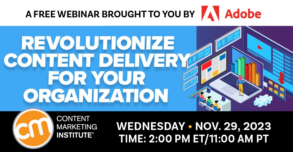There's still time to register for this week's FREE webinar! Can't attend? Sign up to have a recording sent to you. 📼 Special guest: Marc Angelinovich Principal Product Marketing Manager, @Adobe Register: cmi.media/rh3t