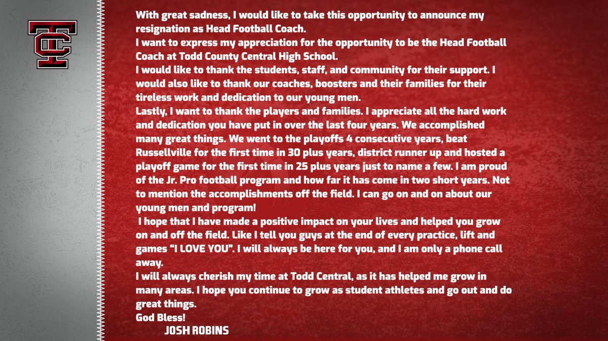 Todd County Central High School Football tweet media