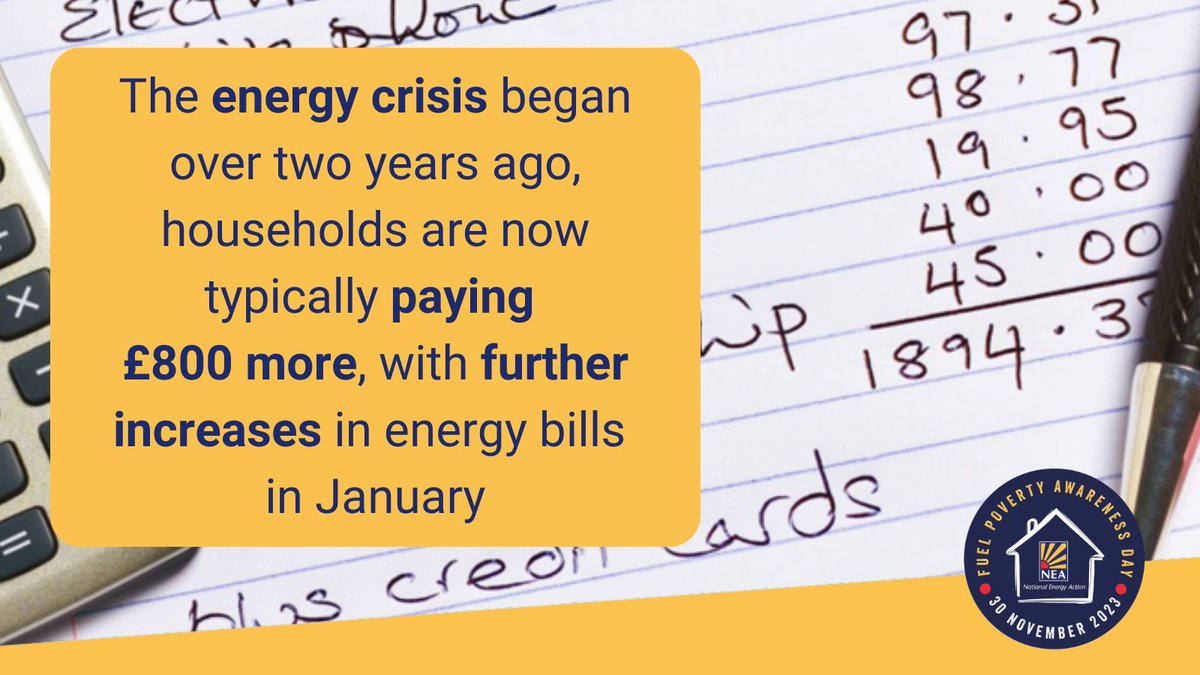 Following the absence of any energy bill support for households this winter in the Autumn Statement, our communities will be forced to turn to our Food Bank Services for support.

This is not right.

#FuelPovertyAwarenessDay #guarenteetheessentials
<a href="/NEA_UKCharity/">National Energy Action</a>