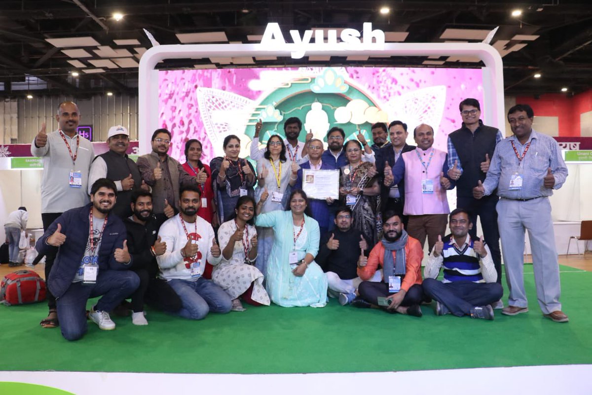 moayush's tweet photo. The Ministry of Ayush clinched the gold award in the 'Ministries &amp; Departments' category at the India International Trade Fair 2023, underscoring its unwavering commitment to promoting evidence based Ayush practices in innovative ways. 
#IITF2023 #GoldWinner #AyushAtIITF https://t.co/TVbVLNdmS9