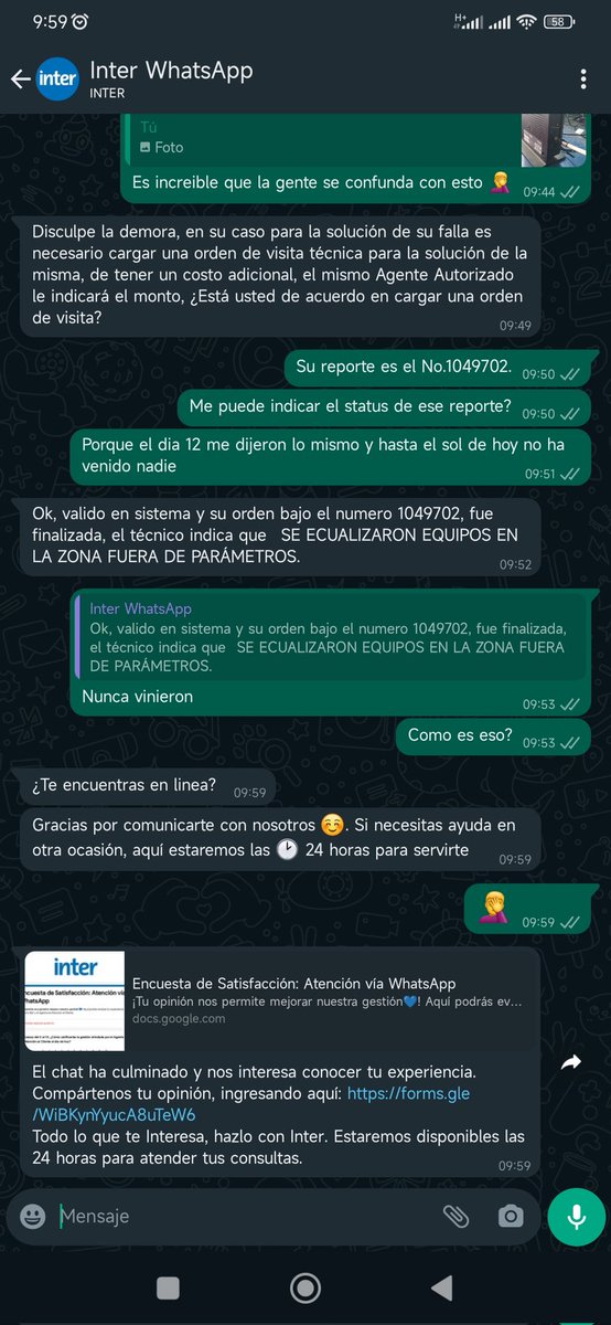 KingserAyala's tweet photo. @InterCliente porque las personas que atienden el WhatsApp son tan inutiles.

Y su servicio es un asco... Último mes con ustedes... https://t.co/ldYuVhRbLh