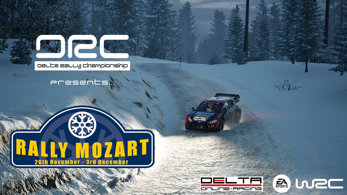 This week sees drivers head to the frozen forest paths for Rally Mozart. 98kms over 9 high speed Swedish stages

Rally1. Rally2 &amp; Rally3 classes are available for use, all info on <a href="/deltaonlinerace/">Delta Online Racing</a>'s discord