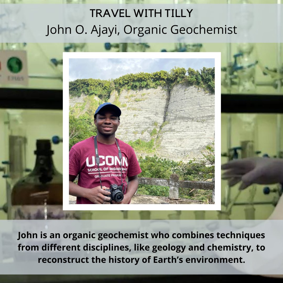 Meet John (<a href="/AJAYI_JOHNV/">AJAYI JOHN</a>), one of our #TravelWithTilly recipients! John is an organic geochemist who combines techniques from different disciplines, like geology and chemistry, to reconstruct the history of Earth’s environment. Read more at this link: wp.me/p8kpy9-6RB
