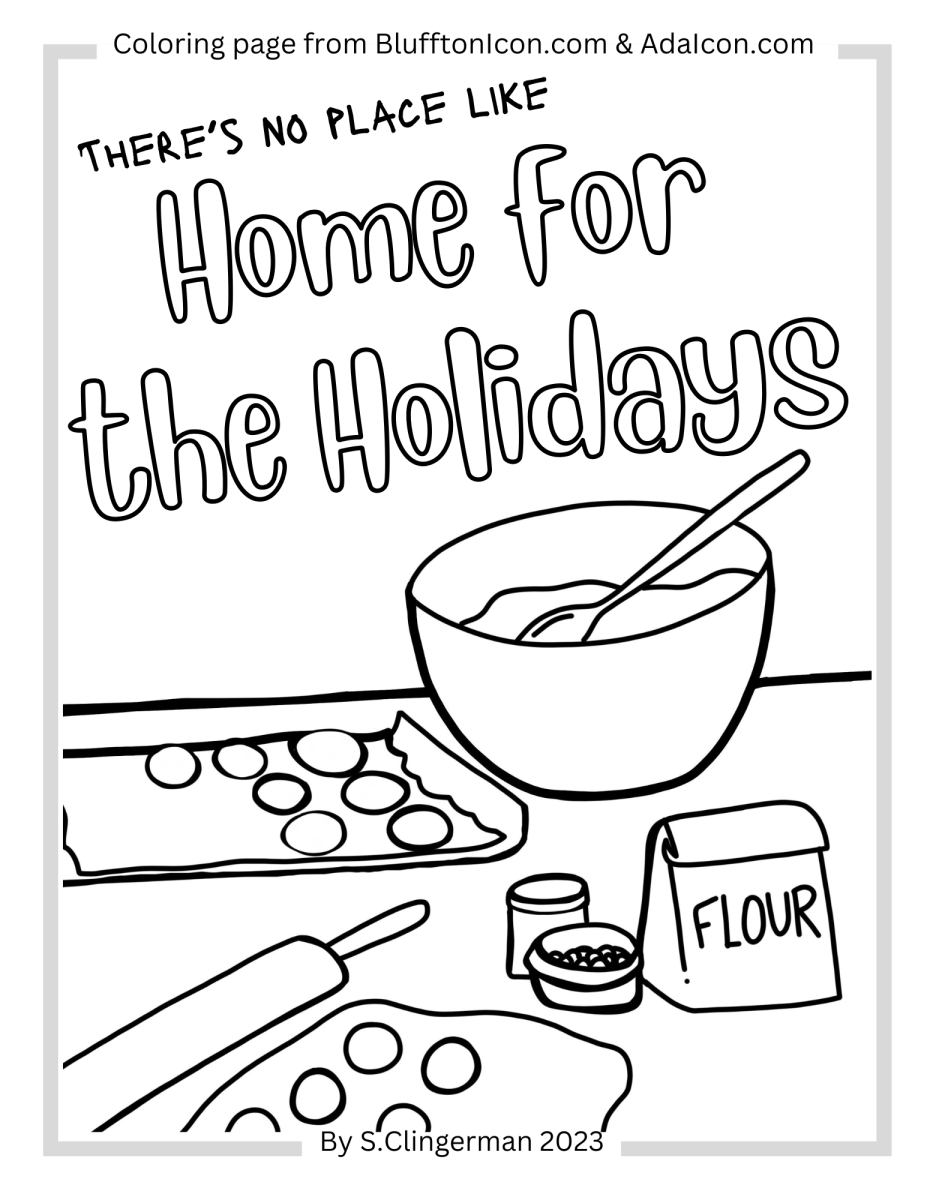 COLORING PAGE Home for the Holidays. > bit.ly/46AQFE9